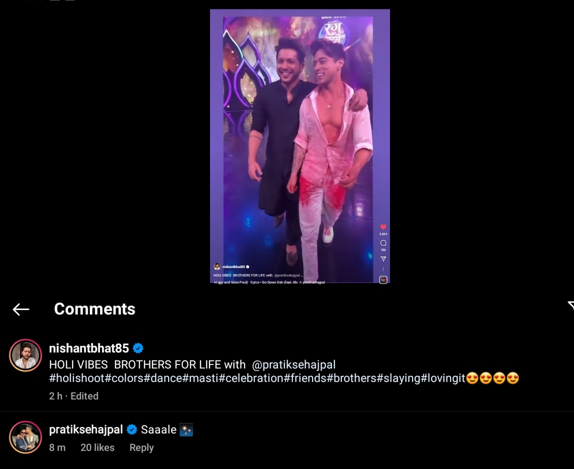Shiningsouls41's tweet photo. Nishu posted a reel with Pratik on insta using the song "Go Down Deh"
And if you all know the lyrics of that song😏...should I take this as a hint Nish??😉
#PraNish #HoliWithPratik #PratikSehajpal #NishantBhat https://t.co/xPe5gFpQ3w