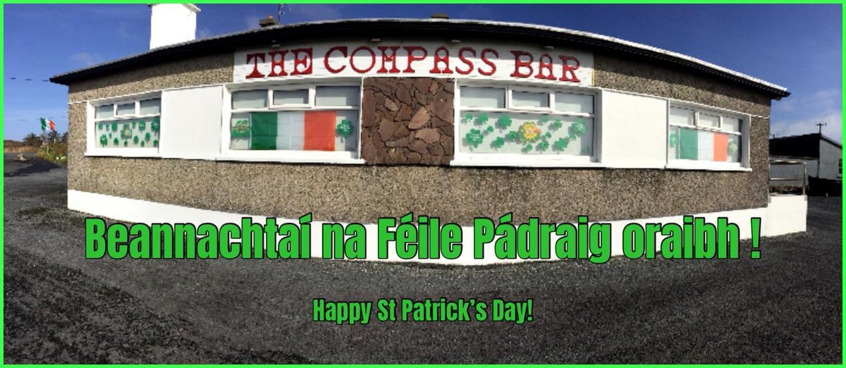 CompassBar's tweet photo. Happy #StPatricksDay from #TheCompas #Currane
Beannachtaí na féile Pádraig oraibh go léir! https://t.co/I560nlvptu