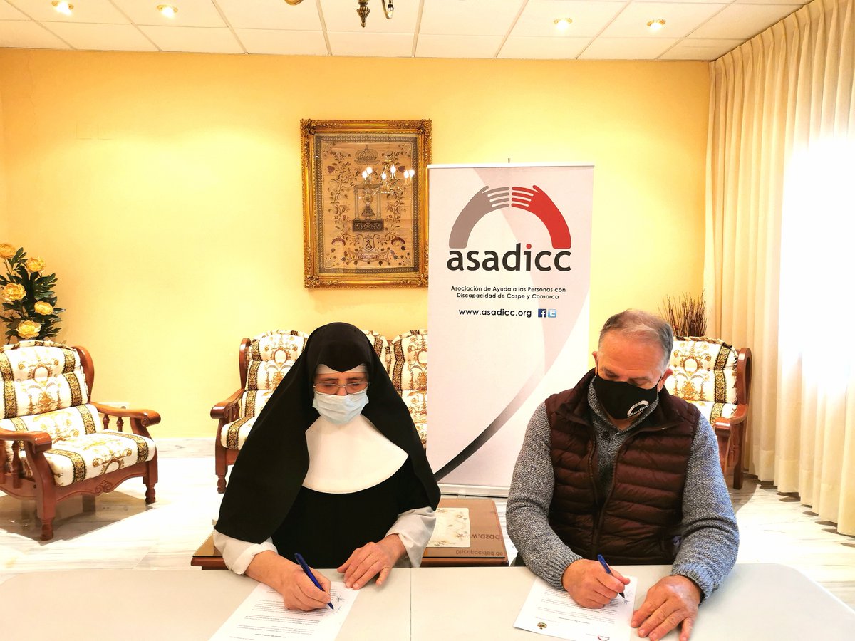 ASADICC_'s tweet photo. Firmado CONVENIO #ASADICC - HOGAR SANTA MARÍA DE #CASPE El objetivo es promover las condiciones necesarias para lograr una mayor calidad de vida de #personascondiscapacidad y/o en situación de dependencia y #terceraedad, a través de acciones de prevención y promoción de la salud https://t.co/b0mLC6jJR9