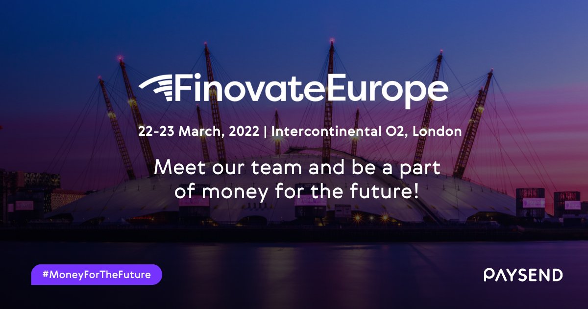 Paysend's tweet photo. We’ll be attending #FinovateEurope next week as proud sponsor of the One2One meeting area (booth 49). Come and see us! #finovate #fintech #payments #moneyforthefuture https://t.co/AFujhJiDR8