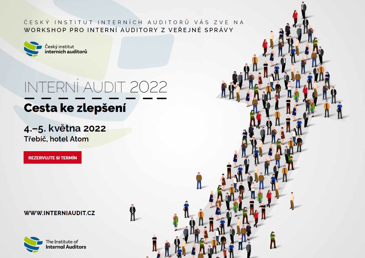 IIACzech's tweet image. V květnu pořádáme workshop pro interní auditory z veřejné správy na téma: "Interní audit 2022 - Cesta ke zlepšení".

👉 Workshop proběhne v Třebíči 4. - 5. května 2022.

⏰ Časovou slevu můžete využít při registraci do 15. 4.

👉 Přihlásit se můžete zde: 1url.cz/mK8ms