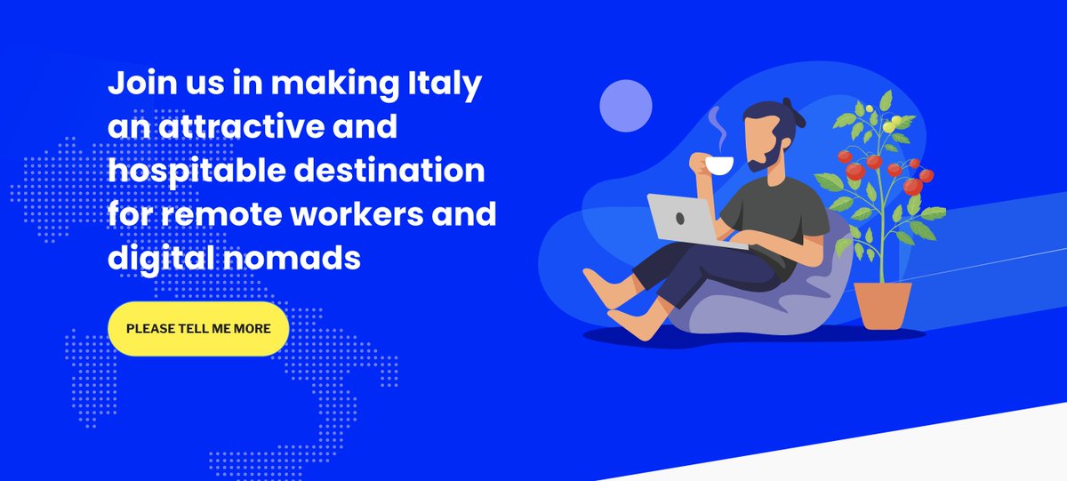 Help us make Italy an attractive and hospitable destination for remote workers and digital nomads! 🙏 ....Thank a lot!  buff.ly/3MWSVNm
#digitalnomad #digitalnomads #remoteworking #italy