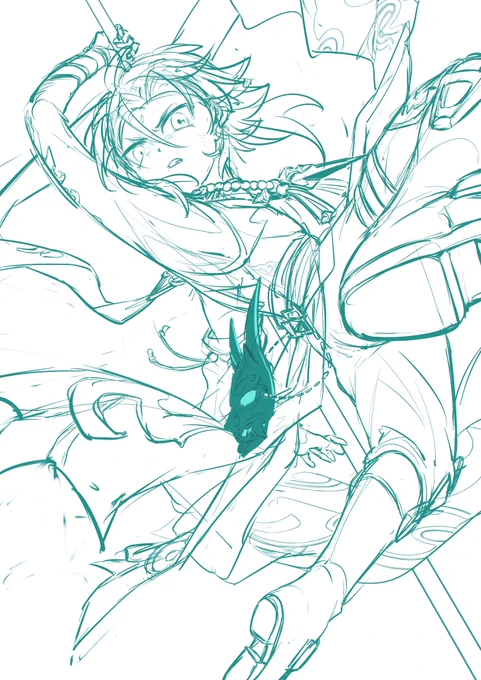 Wip かっこいい魈さん描きたい 