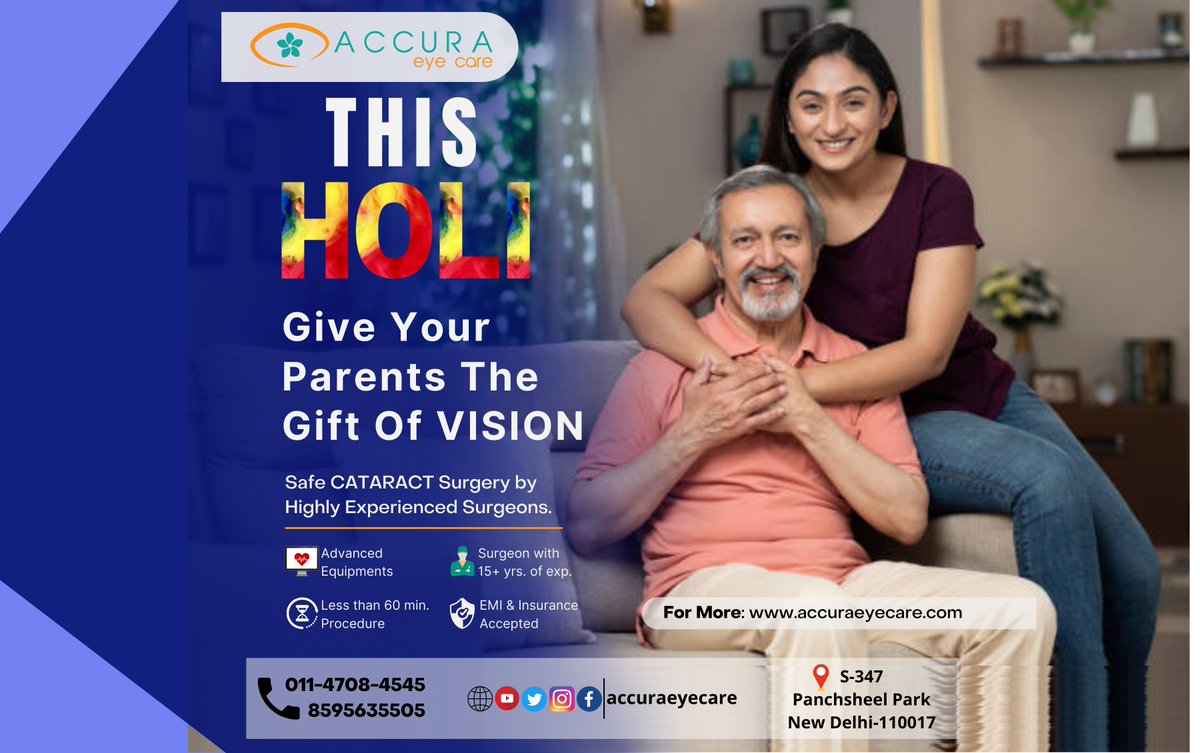 accuraeye's tweet photo. THIS HOLI,
GIVE YOUR PARENTS THE
GIFT OF VISION

Surgeon with 15+ yrs. of exp.
Advanced Equipment.
EMI &amp; Insurance Accepted.
Best Price Guarantee.

Book an appointment today, for a better tomorrow!
https://t.co/edH1QfApHS

#cataract #lasik #eye #eyesurgery #surgeon #eyehospital https://t.co/rdWfTyXUhJ