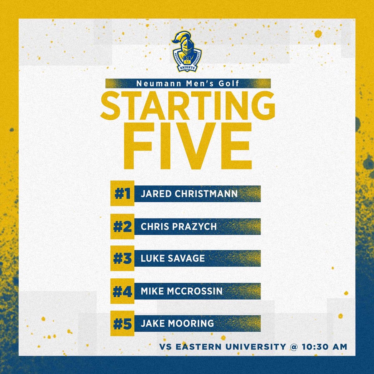 NeumannMGolf's tweet photo. Here are your starting 5 for todays match!
#goknights https://t.co/WNL891BFmP