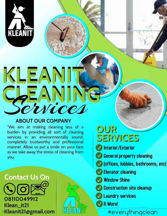Vee_klean's tweet photo. @davido @davido, my name is Victory.
sir I started a cleaning Agency (Kleanit cleaning services) last year and since then we've not been able to get contracts because we don't have the necessary equipments for a professional cleaning service.
@davido I'll be really grateful if I qualify. https://t.co/TWX5WxGoxO