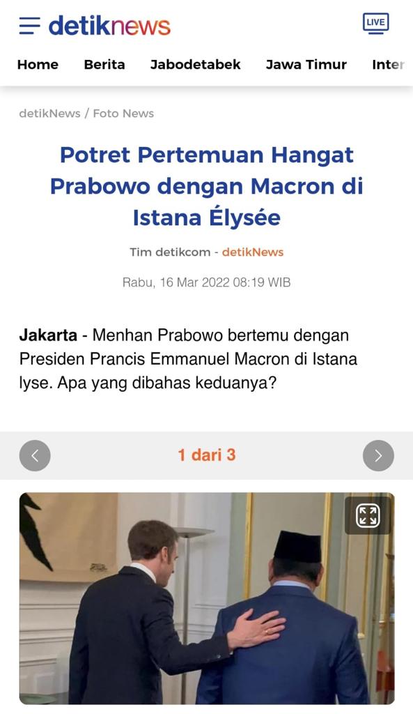 anisara_rahmah's tweet photo. Keren banget nih, Pak Prabowo ketemu dengan Presiden Macron, diundang terhormat ke Istana Kepresidenan Prancis Elysee.

@prabowo   @Kemhan_RI 

Akrabnya Prabowo Macron
Kerjasama Pertahanan Kuat
Indonesia Kita Tangguh https://t.co/31VcuDL0xa