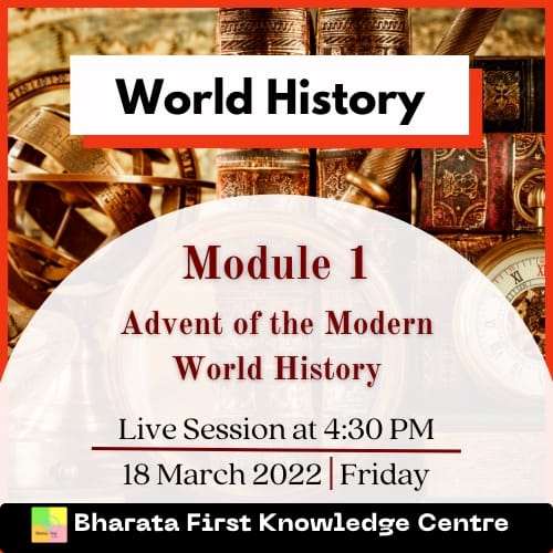 BharataFirst's tweet photo. Live Session: 18 March 2022 @ 4:30PM

Subject: World History
Topic: Advent of the Modern World History

Enroll today to attend live sessions:
https://t.co/UJKx6ABlCU

#bharatafirst #frp #worldhistory #newcourse #onlinecourses #certificatecourses #History https://t.co/iOdinxcfQW