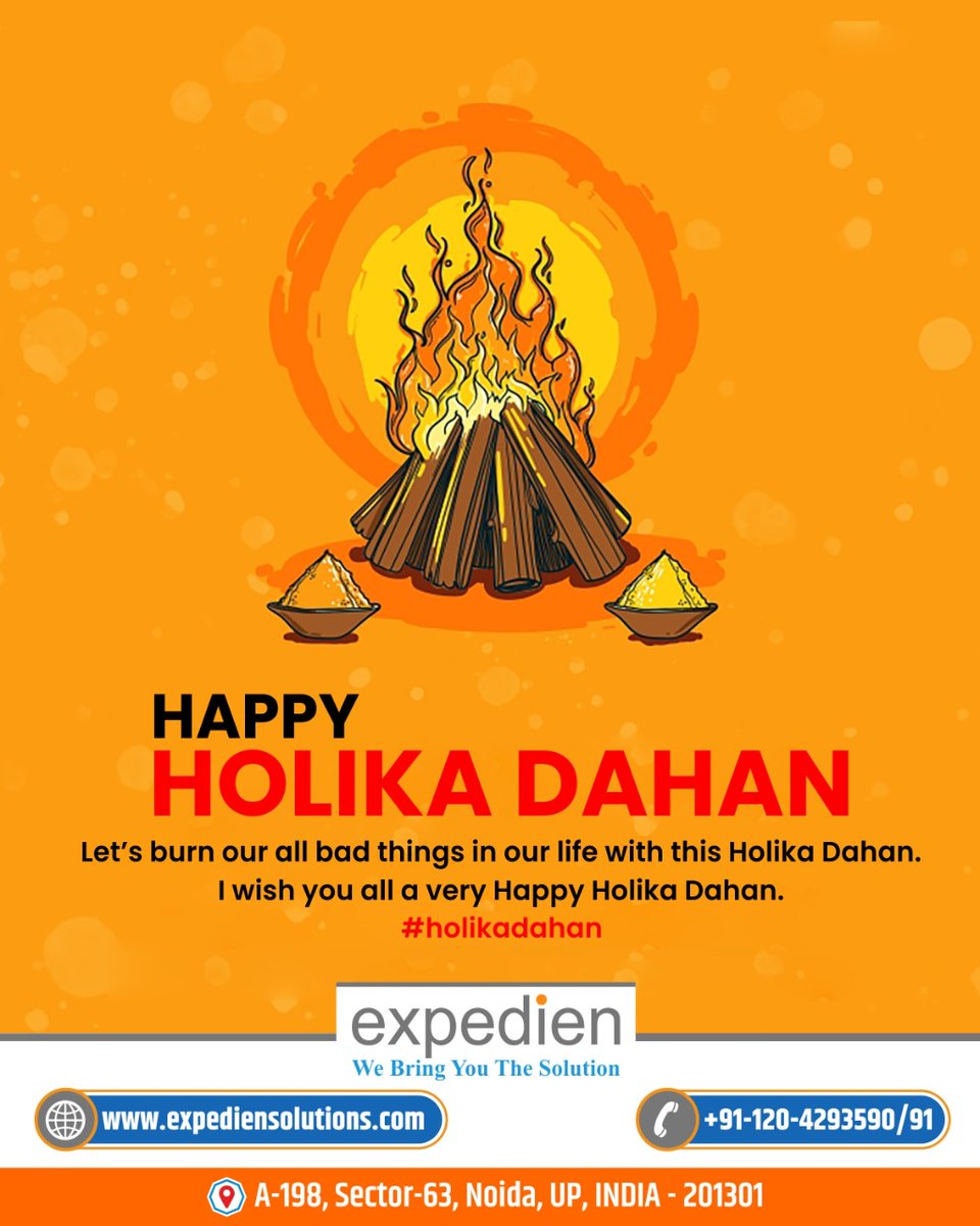 expediencompany's tweet image. May the fire of Holi purify your heart, may the colours, colour your life, may the sweets, sweeten the journey of your life. Happy Holika Dahan
#erpsolutions,#erpsoftwaresolutions, #DataCenterService,#eOfficeSolutuion,#evaluationsystem