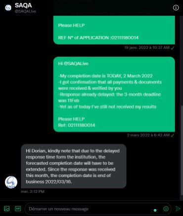 DorianVideau's tweet photo. @SAQALive @Tosin0808 @SAQALive could you please answer me? What’s going on with my application? Where are my results???  Ref: 02111180014 https://t.co/hH6rGRV8xj
