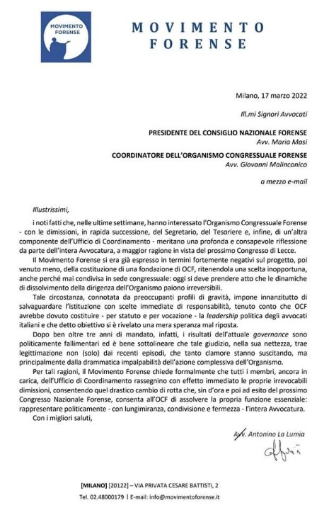 #OCF: DIMISSIONI !
 <a href="/Movforense/">Movimento Forense</a> <a href="/radiotribunale/">RadioTribunale</a> <a href="/cnf/">Frank Rosquin</a>-news