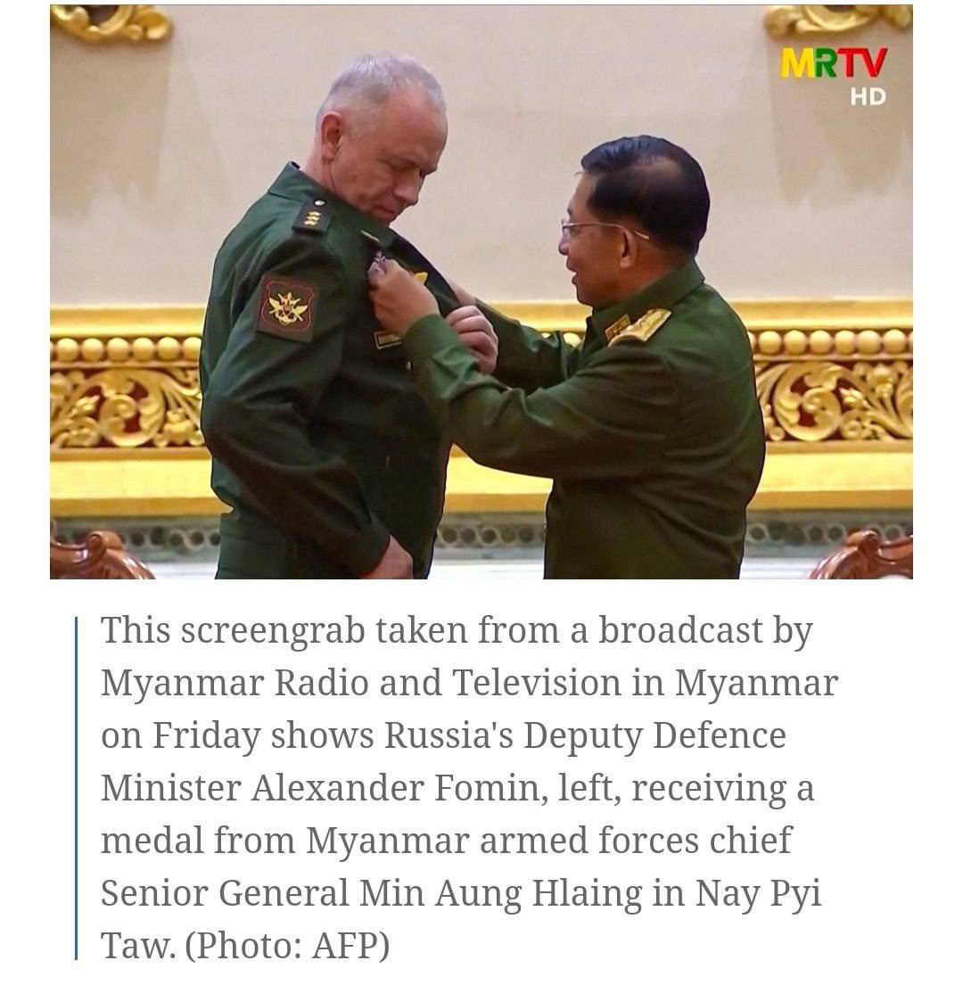 Su10232799's tweet photo. Russia Deputy Defense Minister Alexander Fomin expected to visit #NayPyiTaw to attend March 27 #military Armed Forces Day parade amid #RussiaUkraineWar. #Moscow's known to supply arms to Myanmar. 
#2022Mar17Coup   #WhatsHappeningInMyanmar https://t.co/w7FII315sM