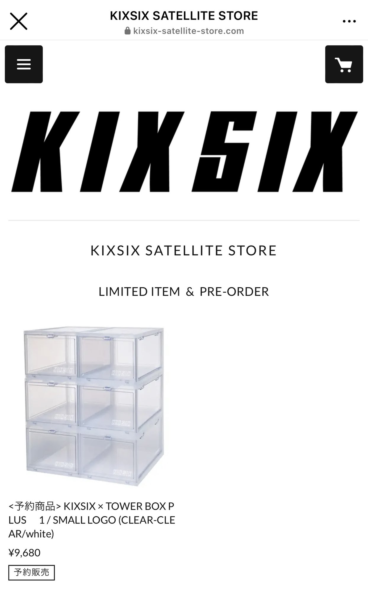 KIXSIX × TOWER BOX PLUS SMALL LOGO BLACK