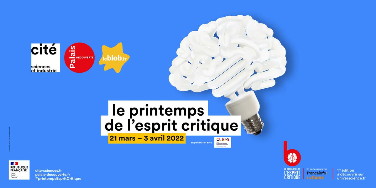 #enseignants 🎙️ Du 21 mars au 3 avril, c'est le Printemps de l'#espritcritique à la <a href="/citedessciences/">citedessciences</a> !

Une programmation riche d’ateliers, de conférences et d’échanges.
En partenariat avec <a href="/LeCLEMI/">CLEMI</a>, <a href="/franceinfo/">franceinfo</a> et <a href="/LaCroix/">La Croix</a>.

👉 cite-sciences.fr/fr/vous-etes/e…