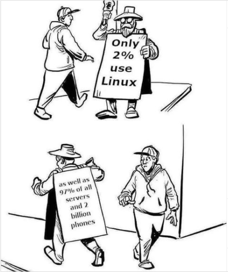 nixcraft's tweet photo. The battle for Linux desktop is a long road, but at least Linux and Unix rules mobile devices :) https://t.co/u5wqdhGo5r