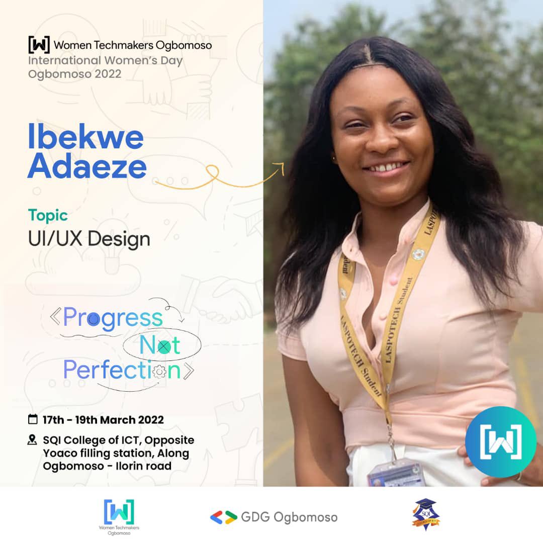 Hello, I am Ibekwe Adaeze, a product designer and for 3days, I’m going to be teaching UI/UX designs using the @figma tool with the @wtmilorin, @gdgIlorin #InternationalWomensDay2022 #breakthebias2022. Progress not perfection .Pls retweet and tag that lady.