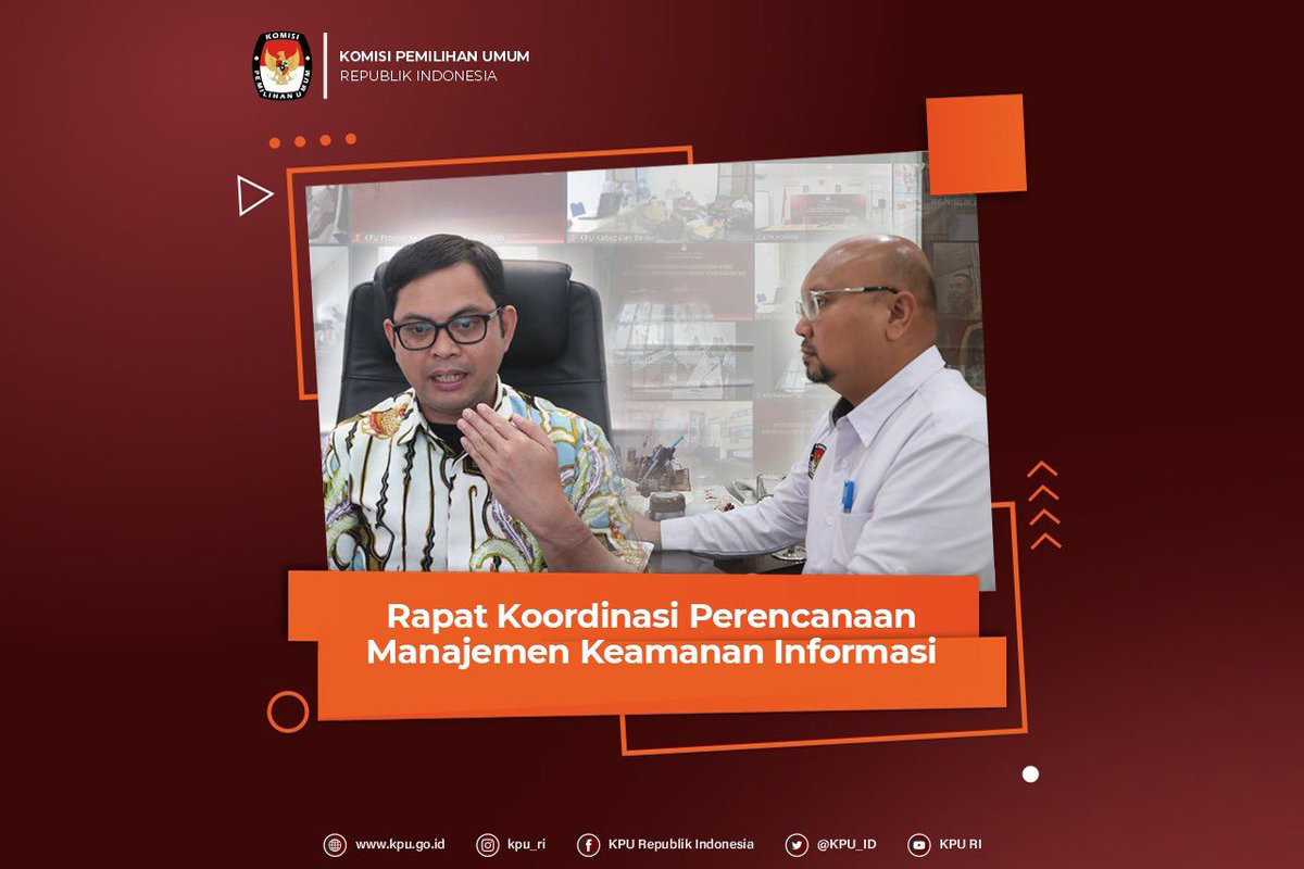 KPU_ID's tweet photo. #TemanPemilih Ketua KPU RI Ilham Saputra bersama Anggota KPU RI Viryan berkesempatan membuka dan memberikan arahan dalam Rapat Koordinasi Perencanaan Manajemen Keamanan Informasi di KPU Provinsi Kalimantan Timur dan KPU Kabupaten/Kota Se-Kalimantan Timur, Kamis (17/03). https://t.co/kZkJUlLViX