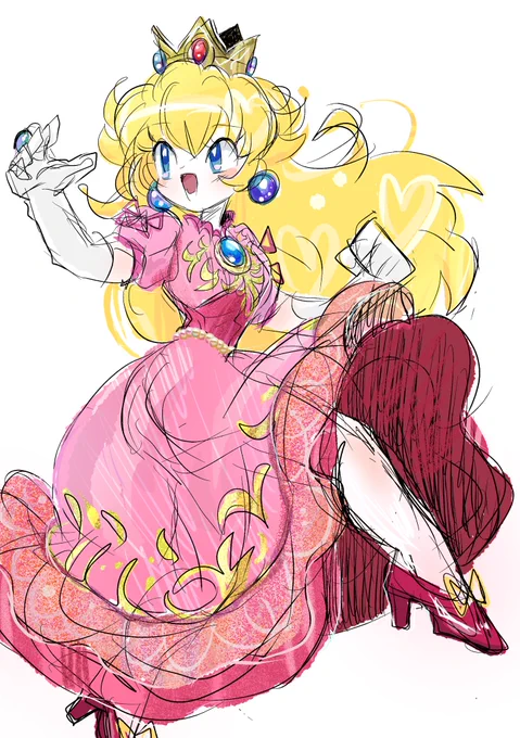 #PrincessPeach #ピーチ姫 #らくがき #SuperMario #SmashBros #イラスト #スマブラ ゲームキューブGQ版ドレス。 