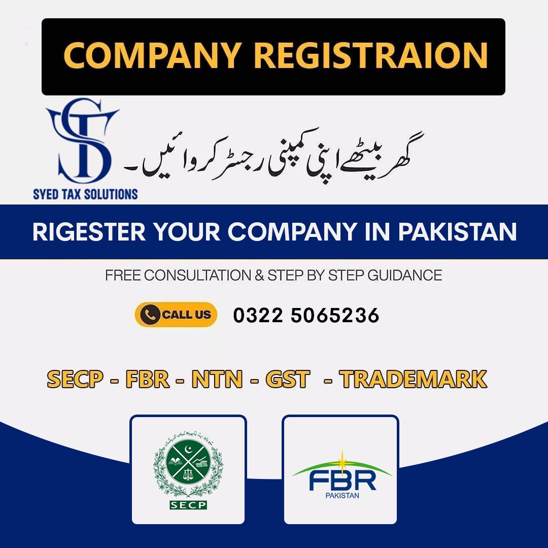 syedtaxsol's tweet photo. Register Your Company or Business
Company Registration in SECP
Private Limited Company registration 
Public limited company registration 
Foreign company registration 
Single Member Company 
Sole Proprietorship
AOP 
+92 322 5065 236 https://t.co/R5a6b70hjo