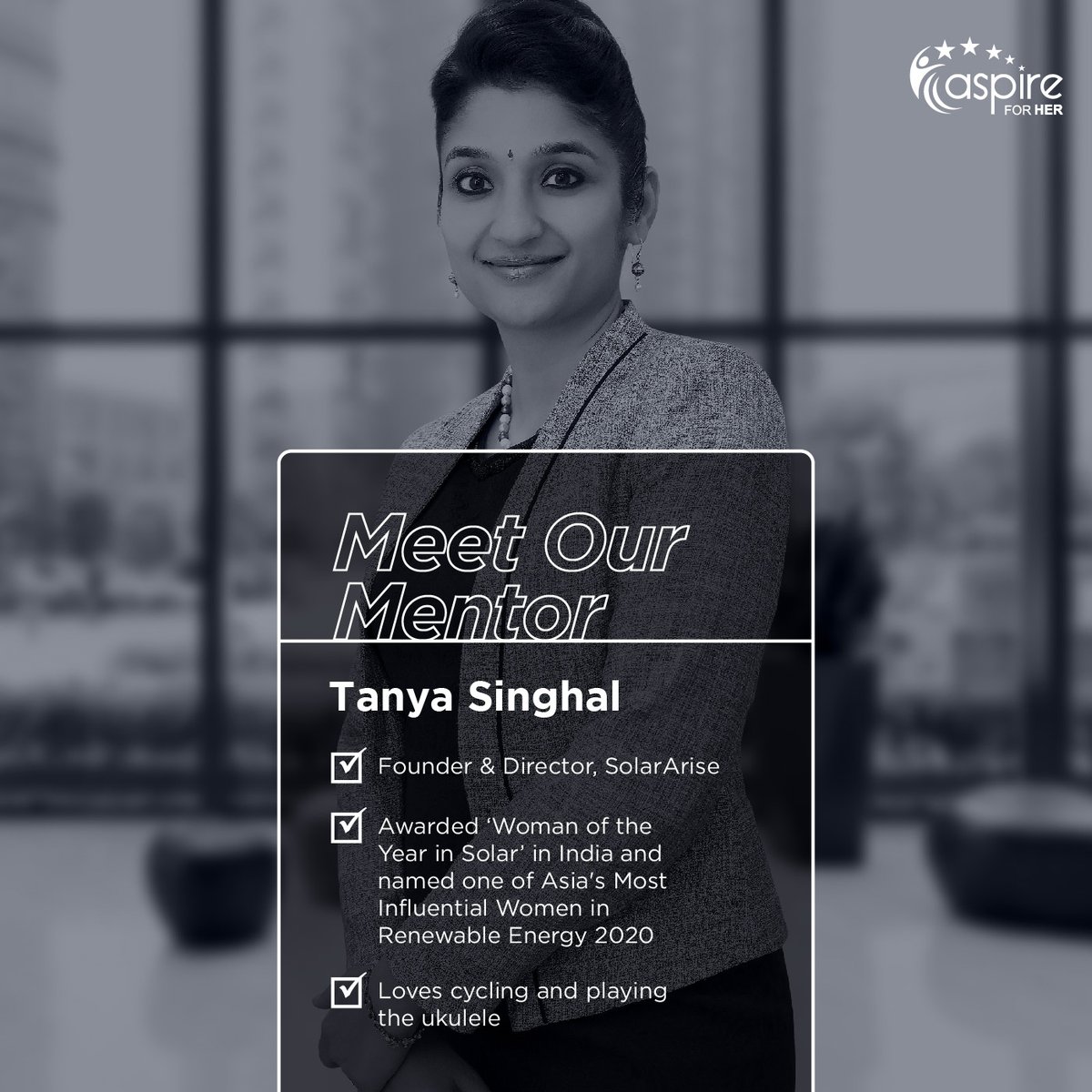 her_aspire's tweet photo. Working in the sustainability and green energy space? Tanya Singhal,a top leader in the industry,can help you position your brand & work out a business strategy. To be mentored by Tanya,send your CV at mentoring@aspireforher.org. For #AFHMembersOnly! Join: https://t.co/wmmyrhorqU https://t.co/Y5mvcegCna