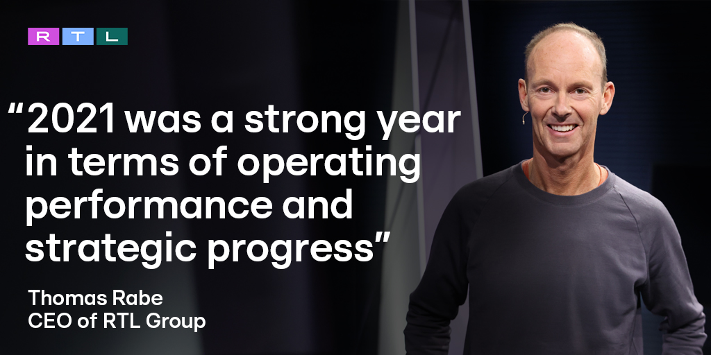 .<a href="/ThomasRabe/">Thomas Rabe</a>, CEO of RTL Group, on a successful year in 2021. Read the full statement on the #RTLresults at company.rtl.com/en/RTL-Group-f…