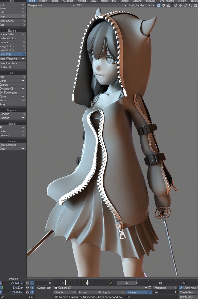 tetsu_cg's tweet photo. ベースモデルはこのくらいまでLightwaveで作って
あとはZbrushに持っていってます。
チャックはモデリングした後3rd PowersのStickerで貼り付けました。
#Lightwave3D #3rdPowers #3DCG https://t.co/YDVWIH08Es
