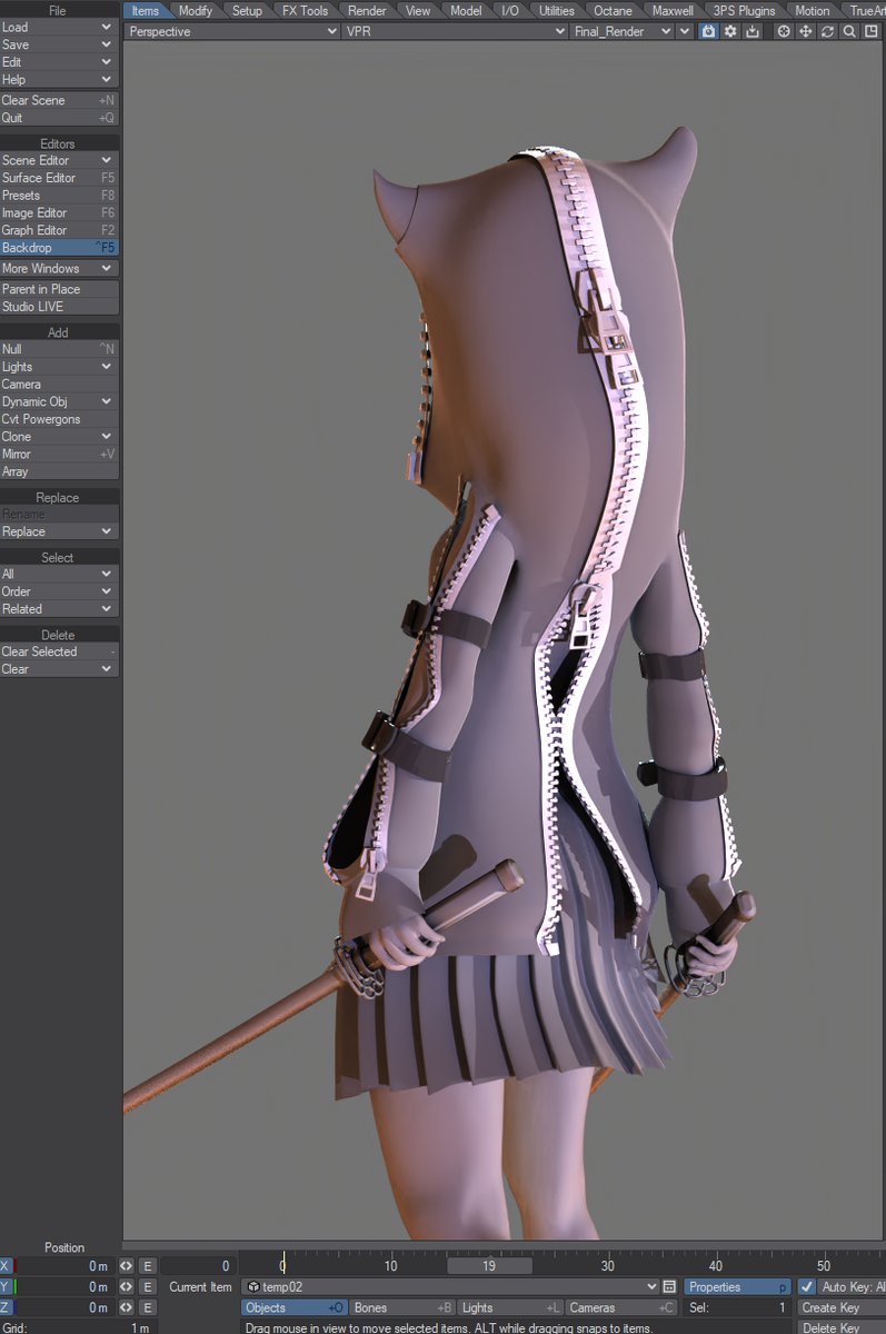 tetsu_cg's tweet photo. ベースモデルはこのくらいまでLightwaveで作って
あとはZbrushに持っていってます。
チャックはモデリングした後3rd PowersのStickerで貼り付けました。
#Lightwave3D #3rdPowers #3DCG https://t.co/YDVWIH08Es