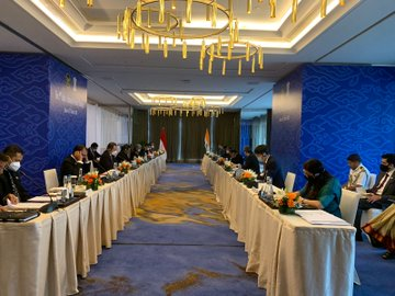 ANI's tweet photo. NSA Ajit Doval co-chaired 2nd India-Indonesia Security Dialogue with Mohammad Mahfud, Coordinating Minister of Political, Legal &amp; Security Affairs. They discussed issues including cooperation in counter terrorism, maritime, defence and cyber: Indian Embassy in Indonesia https://t.co/ICXrplKJd6