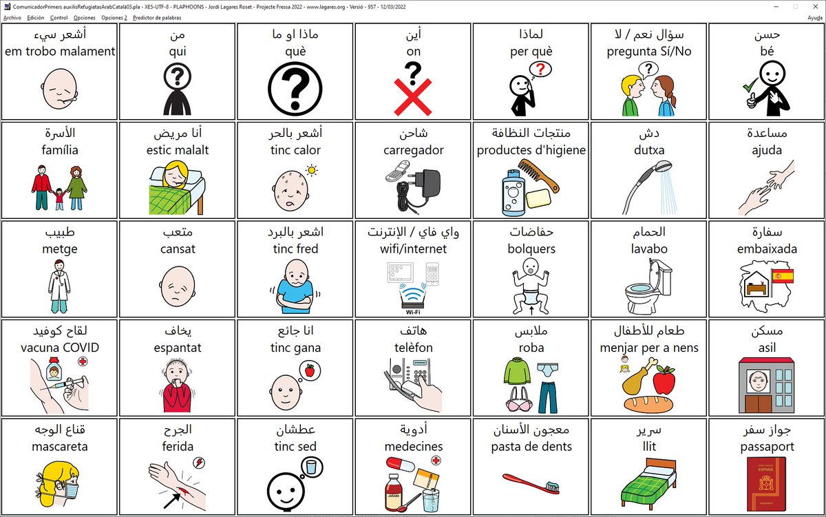 totipm's tweet photo. The @TobiiDynavox  Ukrainian Refugee Communication Boards and Toolkit Book are now ready for download in Ukrainian, Russian, Arab to Catalá, Castellano, Français, Português. Made with Plaphoons. PDF ready to  print. Thanks: Masha, Najat, Rui, @arasaac.🙂
https://t.co/xW0haK61uR https://t.co/cSQqPm7lix