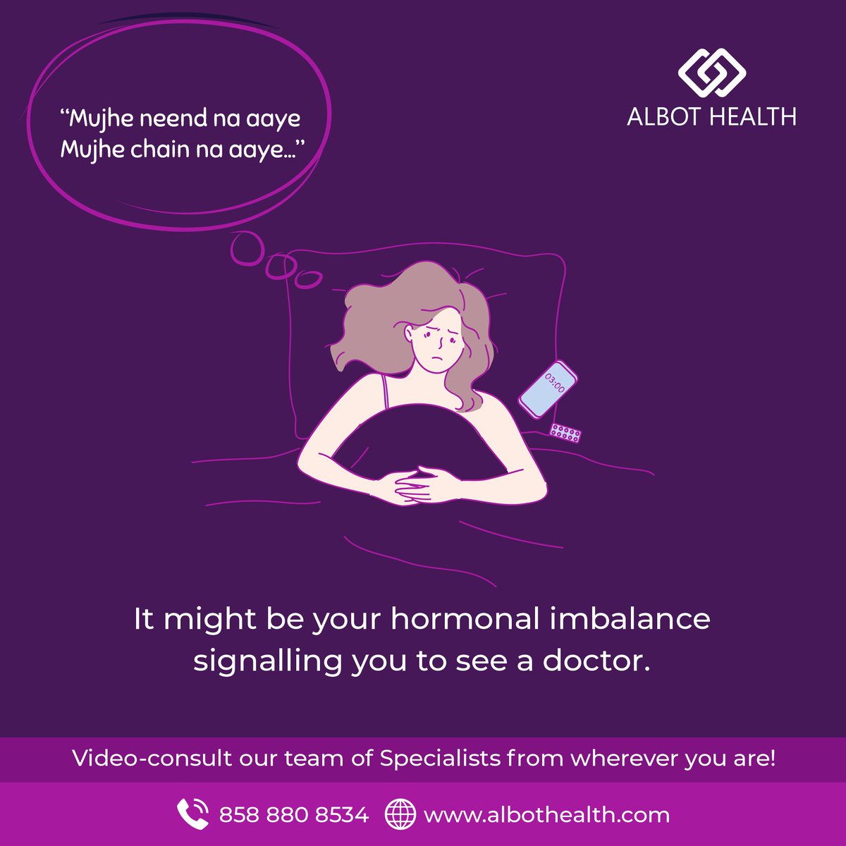 AlbotHealth's tweet photo. #HormonalImbalance can mess up your #sleepcycle and more.
Schedule a video-consultation today!
🌐 https://t.co/9CpojXsLw5
📞 8588808534
#TalkItOut #AlbotHealth #Endocrinologist #musclepain #AskTheExpert #sleepproblems https://t.co/kfCJbcBvnb