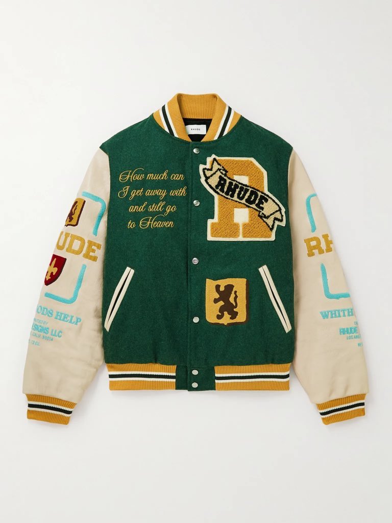 Julien Calloway wearing Rhude Embroidered Bomber Jacket ($2,100)