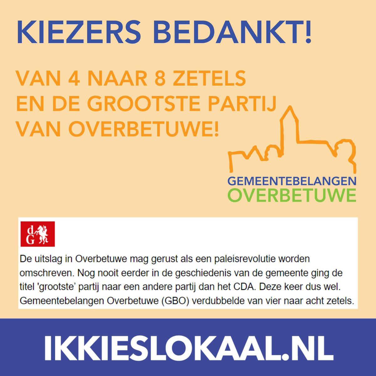 GBOnu's tweet photo. In een paar woorden: Wat een bizarre avond! Zonder jullie was dit niet gelukt. KIEZERS BEDANKT! #ikkieslokaal #GBO https://t.co/oYCVaaSYde