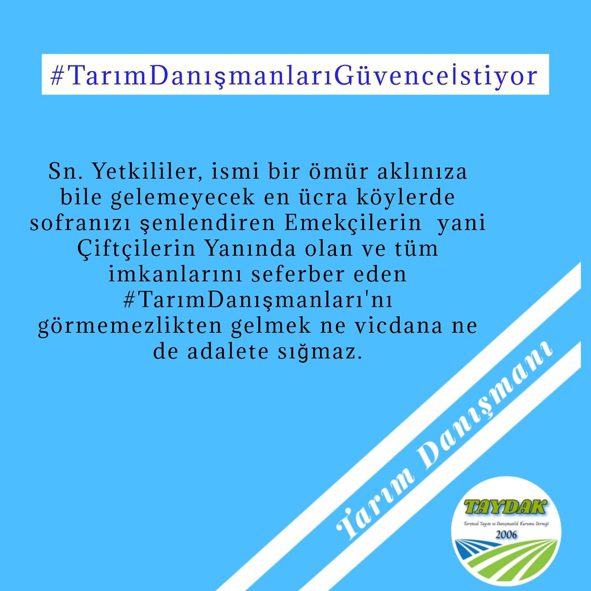 TARIM DANIŞMANLARINA BU MUAMELE NEDEN YAPILIYOR ANKARADA YAPILAN SINAV 52 BİN İÇİNMİYDİ  #TarımDanışmanlarıGüvenceİstiyor 
<a href="/tcbestepe/">T.C. Cumhurbaşkanlığı</a> <a href="/RTErdogan/">Recep Tayyip Erdoğan</a> <a href="/TCTarim/">T.C. Tarım ve Orman Bakanlığı</a> @tbvahitkirisci <a href="/tobeydb/">Eğitim ve Yayın Dairesi Başkanlığı</a> <a href="/aysinisikgece/">Ayşe Ayşin Işıkgece</a>  <a href="/NumanKurtulmus/">Numan Kurtulmuş</a> <a href="/tarimyazari/">Ali Ekber Yıldırım</a> <a href="/TAYDAK_/">TAYDAK</a> <a href="/BY/">Binali Yıldırım</a> 🚜🌴