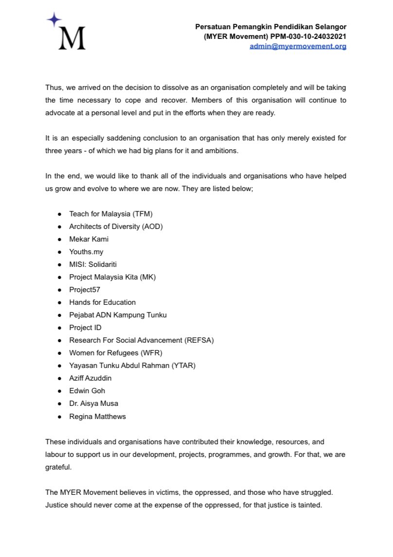 The MYER Movement has officially dissolved as of 15 March 2022.

Thank you for the support you’ve show to the causes we’ve advocated for. ❤️

Onwards and upwards.