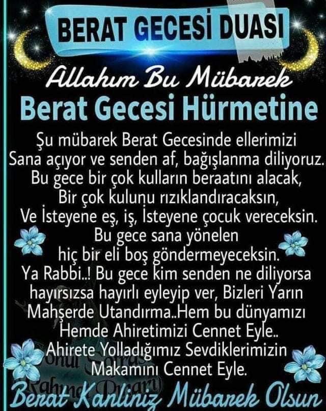 Şu Mübarek Kandil günü Rabbim Duaları kabul olan kullarından eylesin bizleri 🤲🙏 #BeratKandili Hayırlı Kandiller