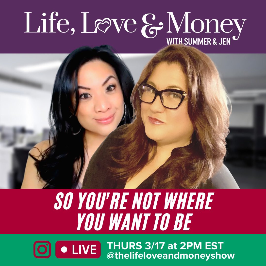 TheLifeLoveMon1's tweet photo. 🤷🏻‍♀️ So, You’re Not Where You Want to Be? 🤔

Join us!⭐️ LIVE on Instagram, where Summer &amp; Jen will be talking about this very subject! 

💖 Make sure to join us: Where: Instagram on The Life, Love and Money Show page When: Thursday Time: 11AM (PST) / 2 PM (EST) https://t.co/yytHokaVzG