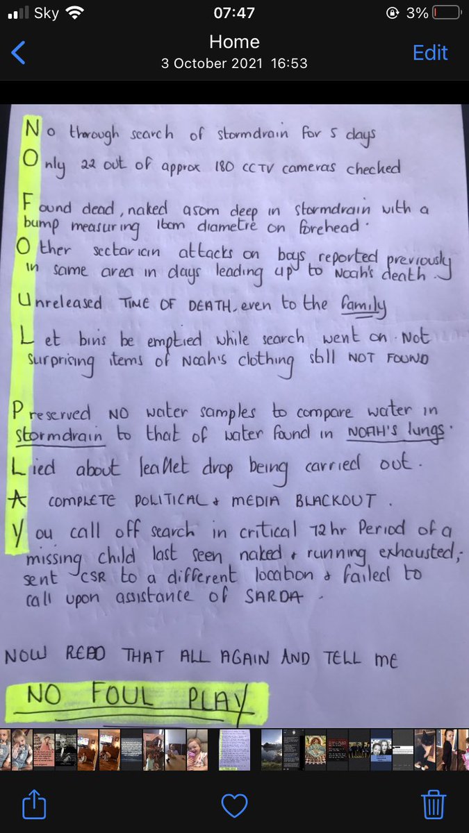 DanielleNoahsA1's tweet photo. In no way tech savvy so old school had to do.Initially put together before PSNI threatened PII on 3 vital files with info on Noah’s death so we’ll add that to list.Complete deliberate incompetence contradicts their own words of ‘no foul play’May these words haunt Simon forever https://t.co/bCrd55rGVS