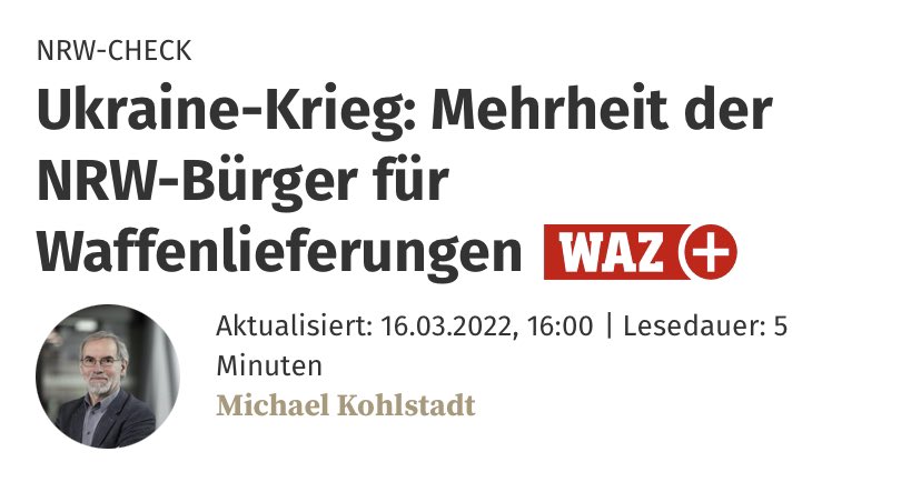 Kriegspropaganda von unserem Essener Hetzblatt. Die Mehrheit der NRW-Bürger:innen besteht übrigens aus 2000 Befragten. #waz #kriegspropaganda #antifa #faktencheck #fckwaz #funkemedien