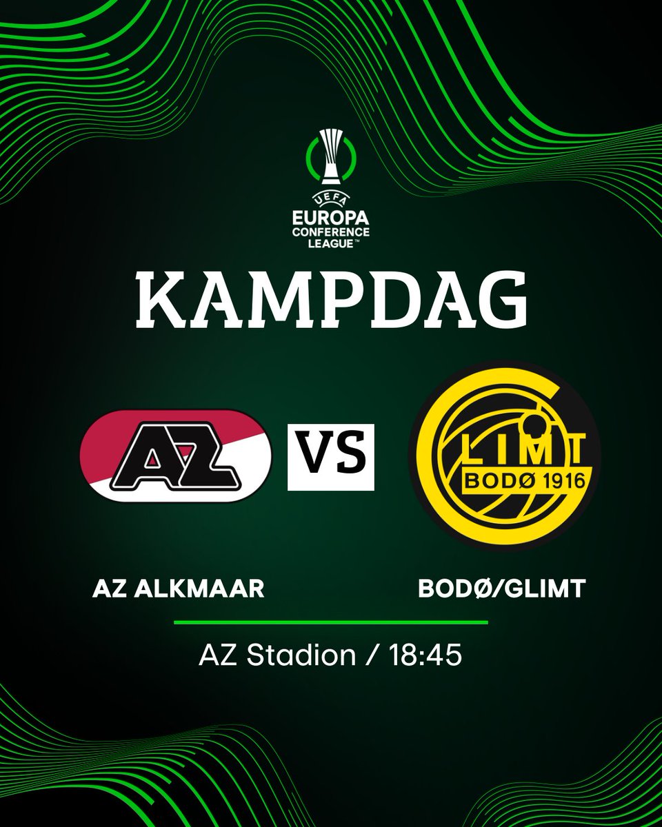 MATCHDAY😍

🏆 UEFA Europa Conference League
🗓️ Round of 16
🆚 AZ Alkmaar
🕕 18:45 (CET)
🏟️ AFAS Stadium
📺 V4 and Viaplay
📰 Read more: glimt.no/nyheter/returo…