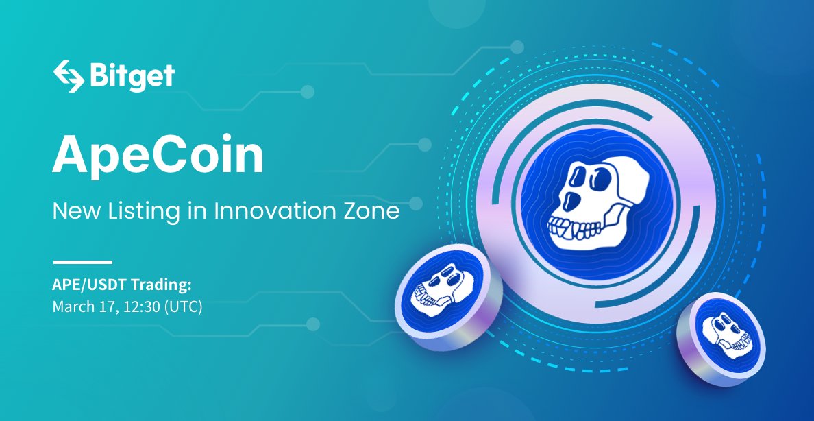 bitget's tweet photo. 🦍 $APE @apecoin—  a token for culture, gaming &amp; decentralized project inspired by Yuga Labs’ Bored Ape Yacht Club gets listed on #Bitget!

Participate in the ApeCoin Carnival to stand a chance of winning the upcoming #Launchpad Tickets Giveaway 😍 

📌 https://t.co/b6whCyE1jJ https://t.co/dZw54BXSv6