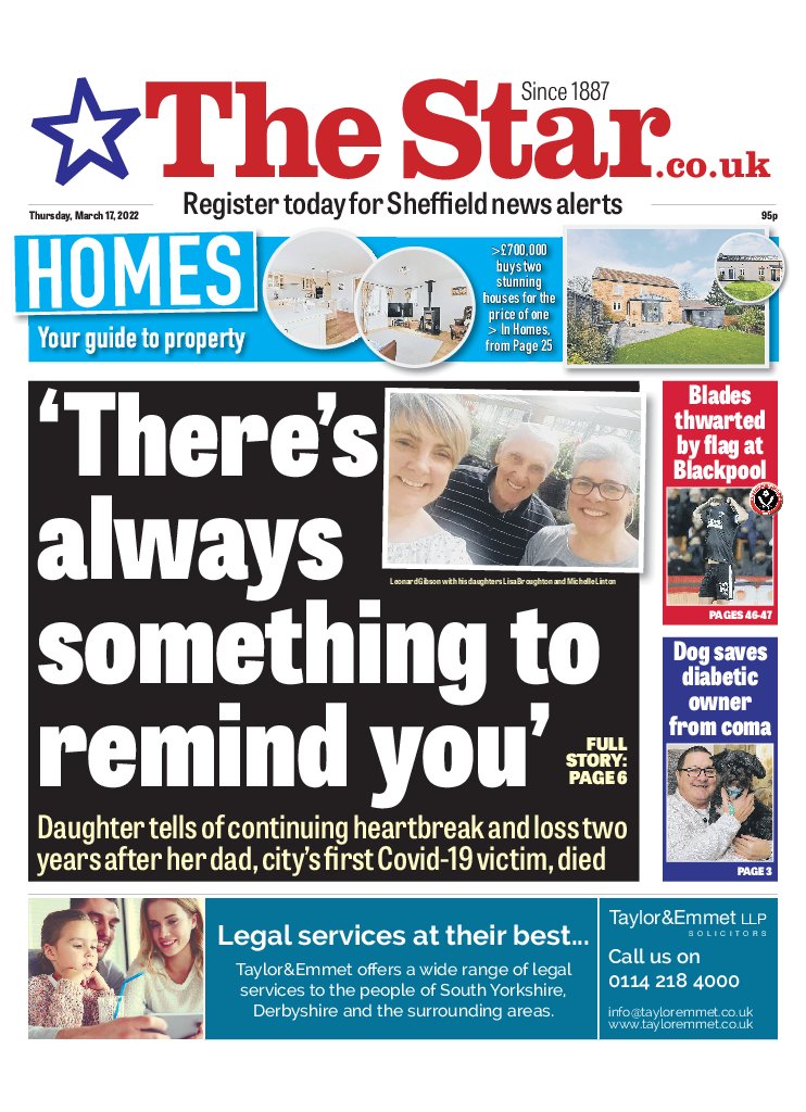 Remembering the first Sheffielder to lose his life to Covid, two years today. There were approx 1,600 deaths to follow. This city won't forget. Today's @SheffieldStar ...