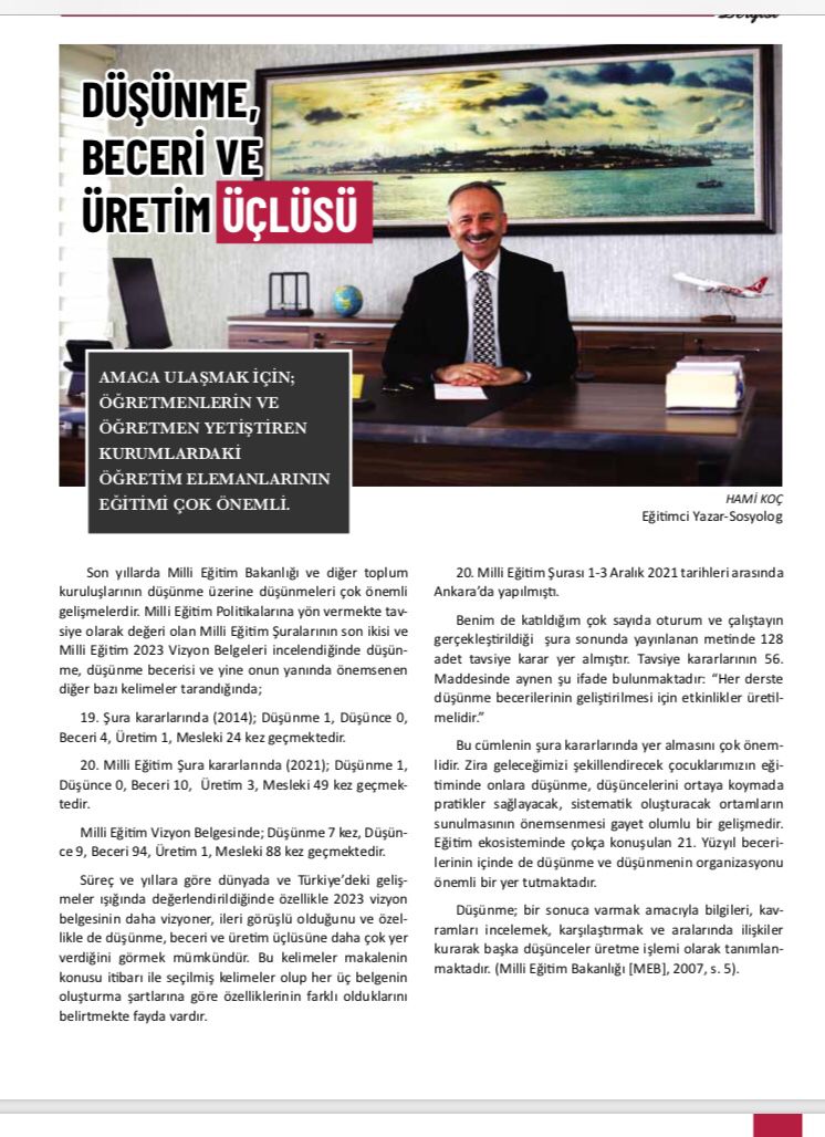 hamikoc_'s tweet photo. Eğitimde düşünce becerilerinin geliştirilmesine yönelik çalışmalar ve 20. Milli Eğitim Şurası’nda düşünme becerilerinin bütün derslere yerleştirilmesinin kararlaştırılması ve bunda öğretmenin rolünü değerlendirdiğim yazımı Öğretmenim Dergisi’nin son sayısında okuyabilirsiniz. https://t.co/etFYKQ5orO