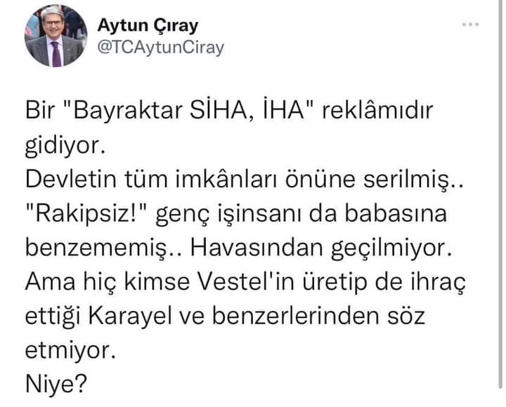 Lan oğlum reklamı biz yapmıyoruz dünya yapıyor. Sen istediğin kadar içerde reklam yap dünyanın haberi olmaz. Örnek mi?
Kemal
Meral