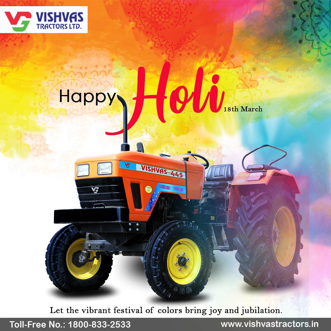 TractorsVishvas's tweet photo. Let the vibrant festival of colors bring joy and jubilation, Wish you all a very Happy Holi.🥳🥳
.
#HoliWishes #ColorfulHoli #Blessings #GoodWishes  #happyholi2022 #VishvasTractor #Quiz #instadaily #toughfeature #agricultura #agricultural #tractorload #agrof https://t.co/7PIPae4QH9