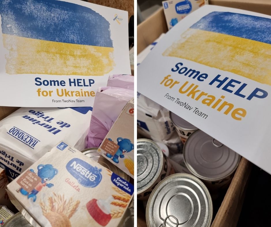 Collecte d'aliments et de produits pour l'#Ukraine ! Cette initiative de #solidarité, née du personnel de TwoNav, sera envoyée directement à la frontière roumano-ukrainienne lundi pour venir en aide aux réfugiés. #TwoNavTeam