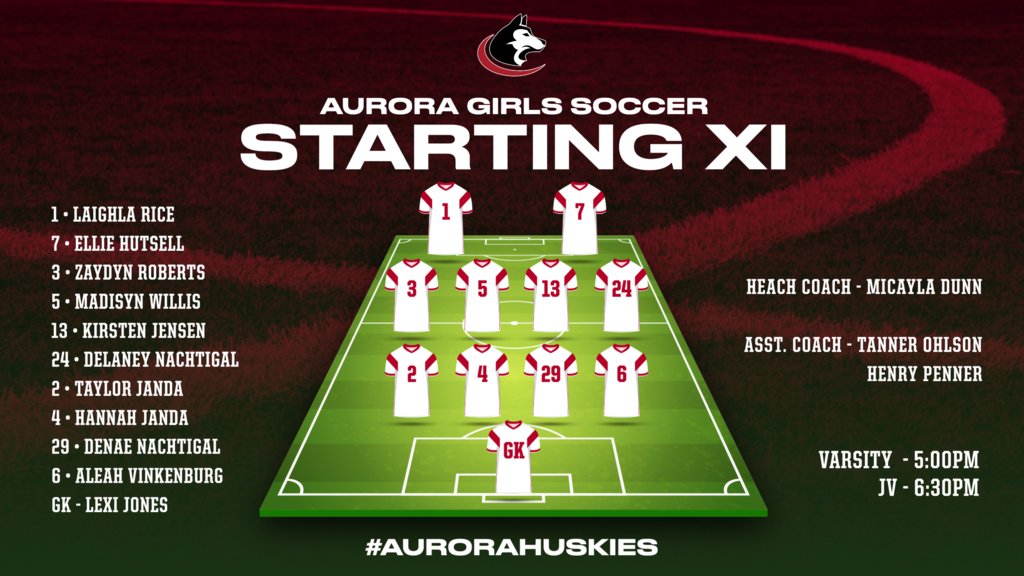 AuroraHuskies's tweet photo. Let's play some soccer! 

Best of luck to @auroraboysoccer &amp; @huskyladysoccer as they host the Schuyler Warriors today at the Soccer Complex. 

#aurorahuskies https://t.co/Jyjy96ISwq