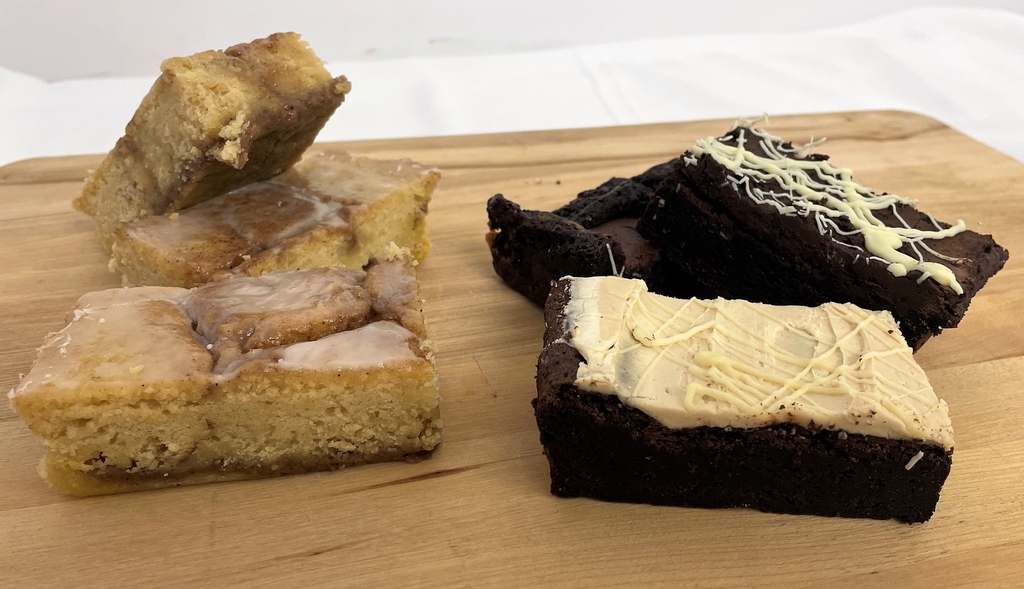 Brownies or cinnamon bun cake? 

Both? 

Definitely both.