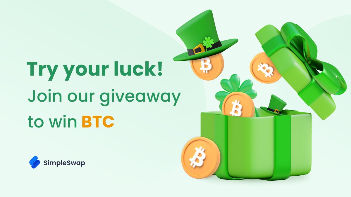 SimpleSwap (@simpleswap_io) on Twitter photo Happy St. Patrick’s Day!🍀
Who’s feeling lucky today? Join our #giveaway to win 50 $USD in #BTC! 🤑
To participate:
1⃣Like & retweet this post
2⃣Follow <a href="/SimpleSwap_io/">SimpleSwap</a>
The winner will be randomly selected next Monday!
Good luck everyone!😉
#stpattysday #stpatricksday Happy St. Patrick’s Day!🍀
Who’s feeling lucky today? Join our #giveaway to win 50 $USD in #BTC! 🤑
To participate:
1⃣Like & retweet this post
2⃣Follow <a href="/SimpleSwap_io/">SimpleSwap</a>
The winner will be randomly selected next Monday!
Good luck everyone!😉
#stpattysday #stpatricksday