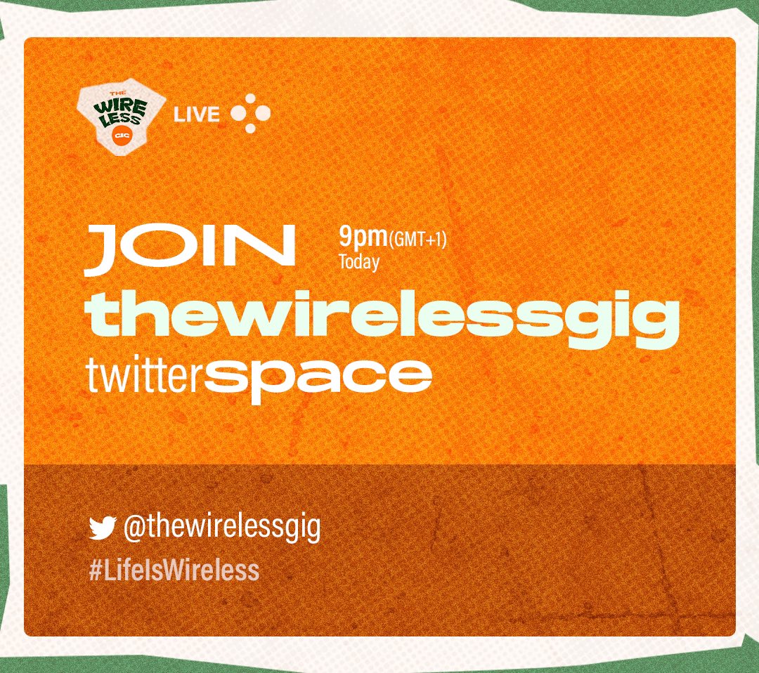 Let’s talk about Alte, Music and the creative industry 

Join in this Sunday guys 💚🧡 

Life is Wireless 🟢🟠

 #lifeiswireless #roadtothewirelessgigep #thewirelessgig