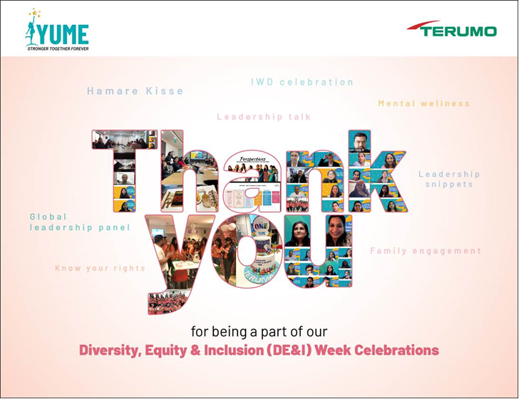 Terumo India Private Limited concluded its Diversity, Equity and Inclusion (DE&amp;I) week celebrations. Terumo India extends a warm thanks to all the Associates &amp; their family members for being part of the DE&amp;I week.

#IWD2022 #BreakTheBias #diversityequityandinclusion #Makeaculture